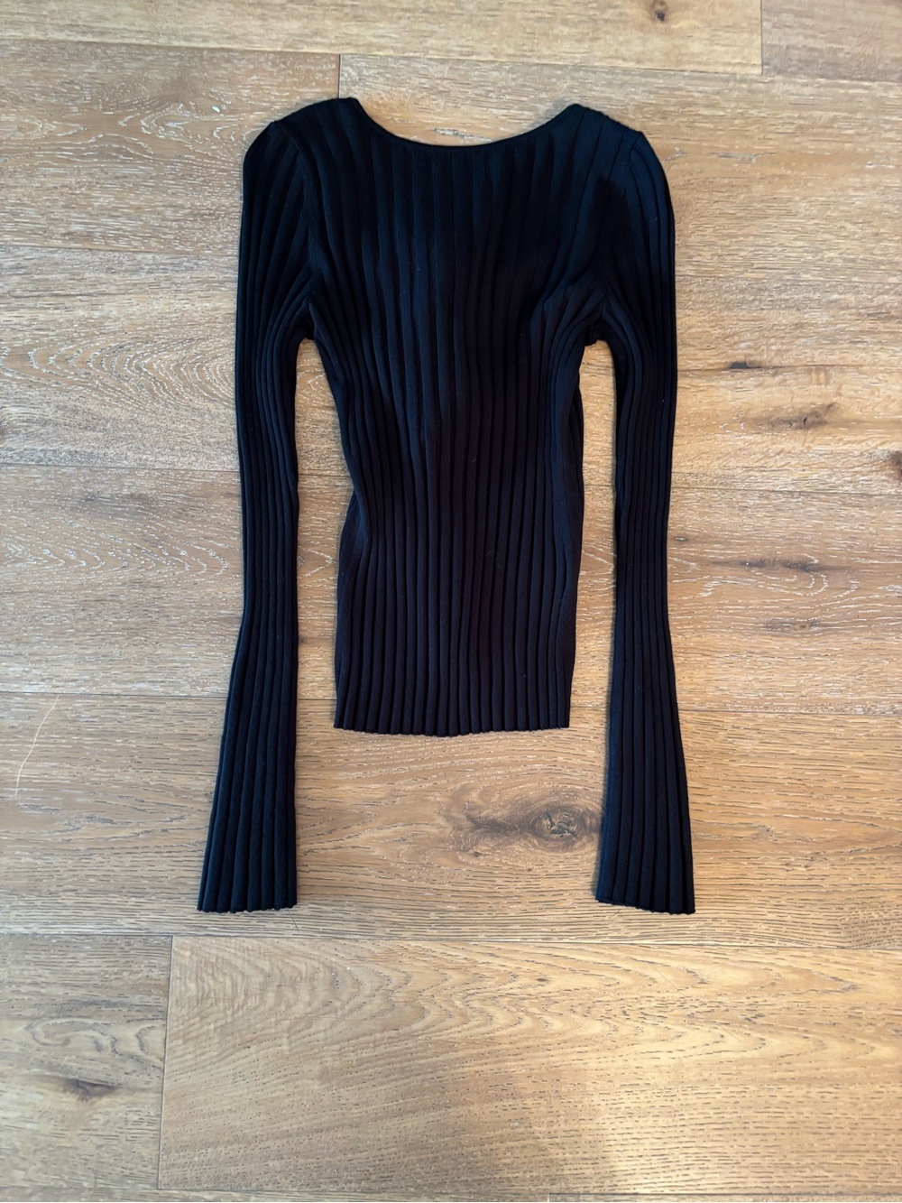 Black Ribbed Long Sleeve Women’s Top
